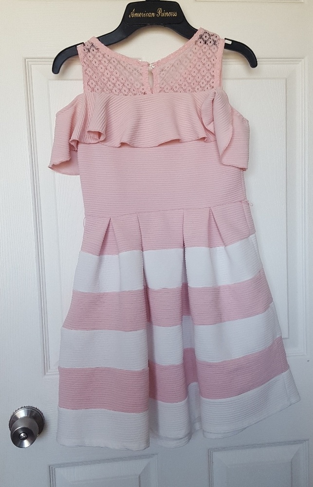 Girls Easter Dress Pink and White